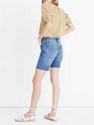 High Rise Mid Length Denim Shorts