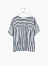 Rhyme Button-Front Top  - Stripe