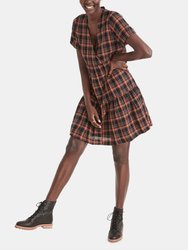 Short Sleeve Tiered Faux Wrap Mini Dress - Fuller Plaid