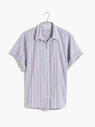 Tacked Sleeve Button Up Shirt  - Gray