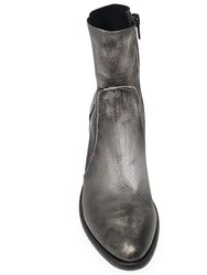 Antique Silver Leather Ankle Boot