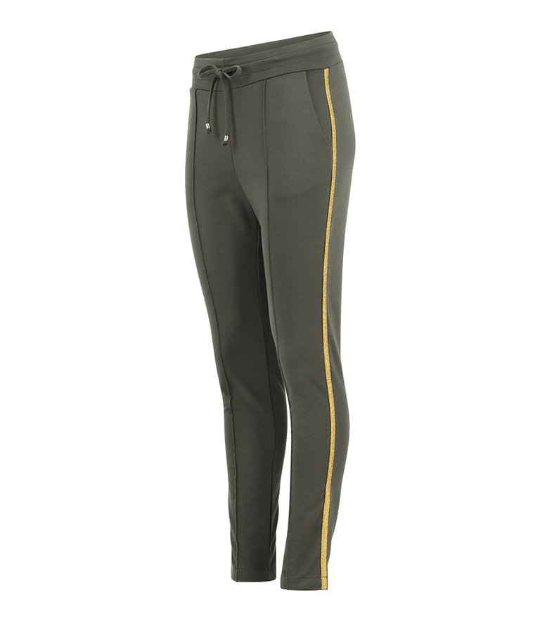 Army Green With Gold Stripe Sweatpants