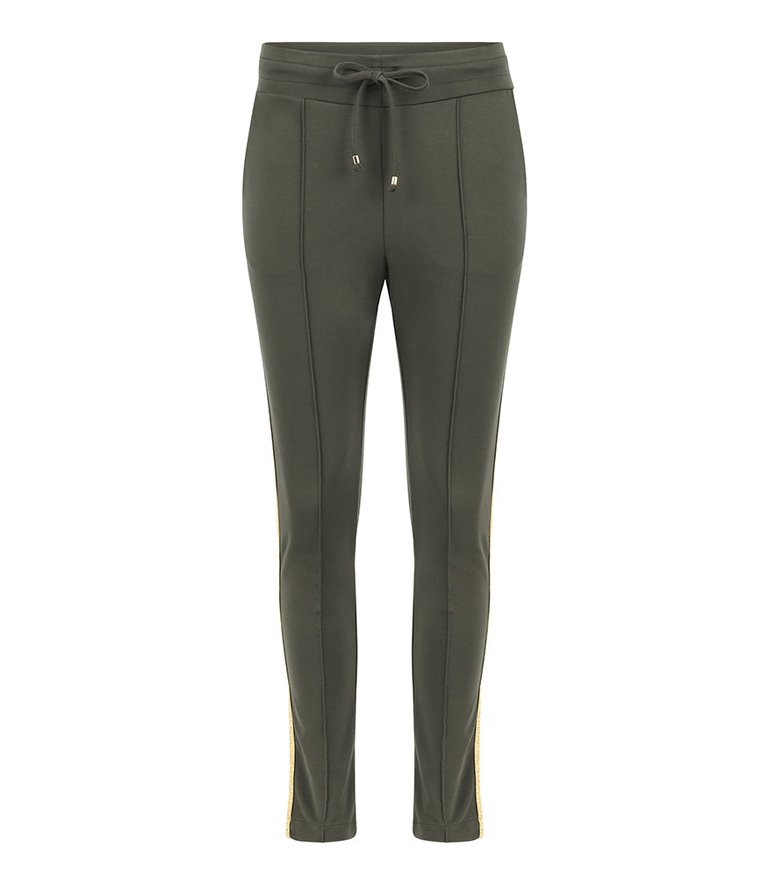 Army Green With Gold Stripe Sweatpants - Army Green