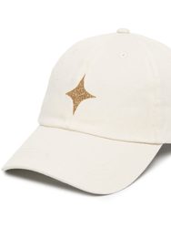 Beige Baseball Cap With Glitter Star - Beige