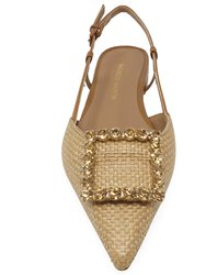 Beige Sling Back Flat Sandal - Beige