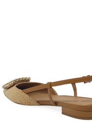 Beige Sling Back Flat Sandal