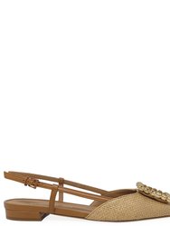 Beige Sling Back Flat Sandal