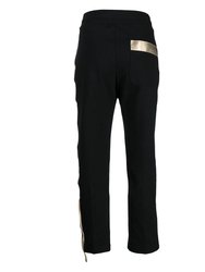 Black Cotton Sweatpants With Laminated Band