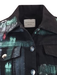 Black/Green Cotton Barbara Slim Jean Jacket
