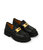Black Leather Chunky Loafer With Shearling