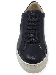 Black Leather Platform Sneaker