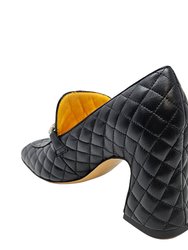 Black Leather Quilted Loafer