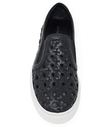 Black Leather Woven Sneaker