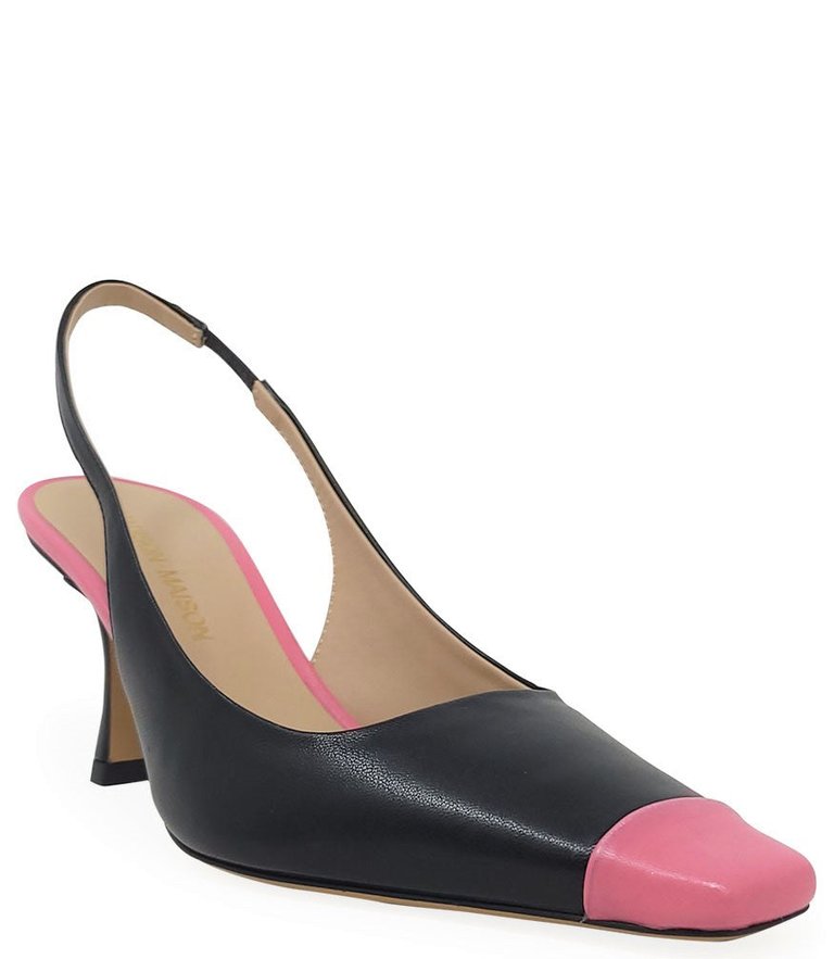 Black/Light Pink Snip Toe Slingback