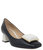 Black/White Leather Block Heel