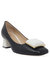 Black/White Leather Block Heel