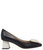 Black/White Leather Block Heel - Black/White