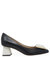 Black/White Leather Block Heel - Black/White