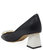 Black/White Leather Block Heel
