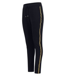 Black With Gold Stripe Sweatpants