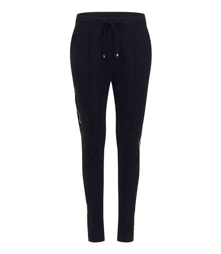 Black With Gold Stripe Sweatpants - Black