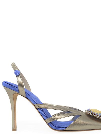 Madison Maison Blue Gold Leather Cameo High Heel Slingback product