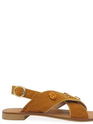 Copper Jeweled Criss Cross Sandal - Copper