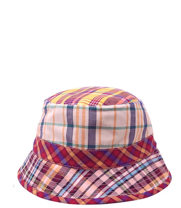 Cotton Small Brim Plaid Hat - Multi