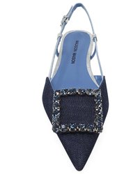 Denim/Silver Sling Back Flat - Denim/Silver