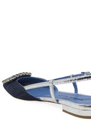 Denim/Silver Sling Back Flat