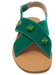 Emerald Jeweled Criss Cross Sandals