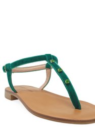 Emerald Jeweled Thong Sandals