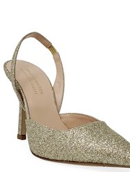 Gold Glitter Hi Heel Sandals