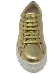 Gold Leather Platform Sneaker