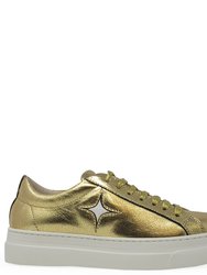 Gold Leather Platform Sneaker - Gold