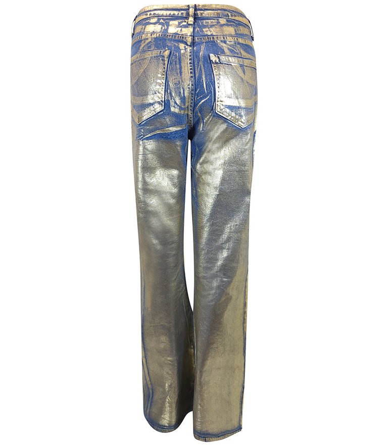 Gold/Light Denim Laminated Jeans