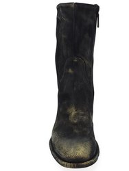 Gold Suede Metallic Mid Calf Boot - Gold