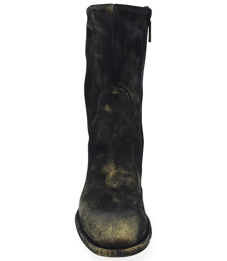 Gold Suede Metallic Mid Calf Boot - Gold