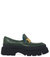 Green Leather Chunky Loafer With Shearling