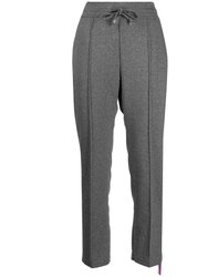 Grey Cotton Sweatpants With Laminated Band - Grey