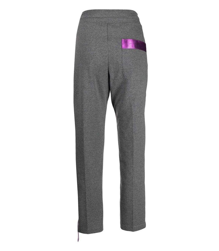 Grey Cotton Sweatpants With Laminated Band