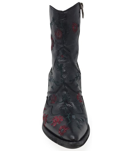 Madison Maison Leather Embroidered Ankle Boot - Black product