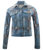 Light Blue/Brown Cotton Barbara Slim Jean Jacket - Light Blue/Brown