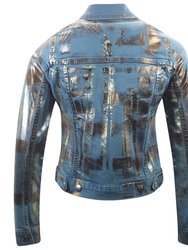 Light Blue/Gold Cotton Slim Jean Jacket
