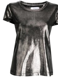 Metallic Coated Cotton T-Shirt - Black/Platinum