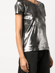 Metallic Coated Cotton T-Shirt - Black/Platinum