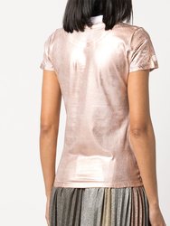Metallic Coated Cotton T-Shirt - Powder/Rose Gold