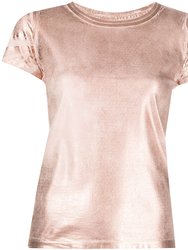 Metallic Coated Cotton T-Shirt - Powder/Rose Gold - Powder/Rose Gold