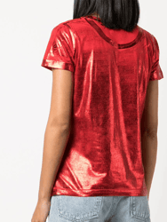 Metallic Coated Cotton T-Shirt - Red/Red