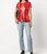 Metallic Coated Cotton T-Shirt - Red/Red - Red/Red